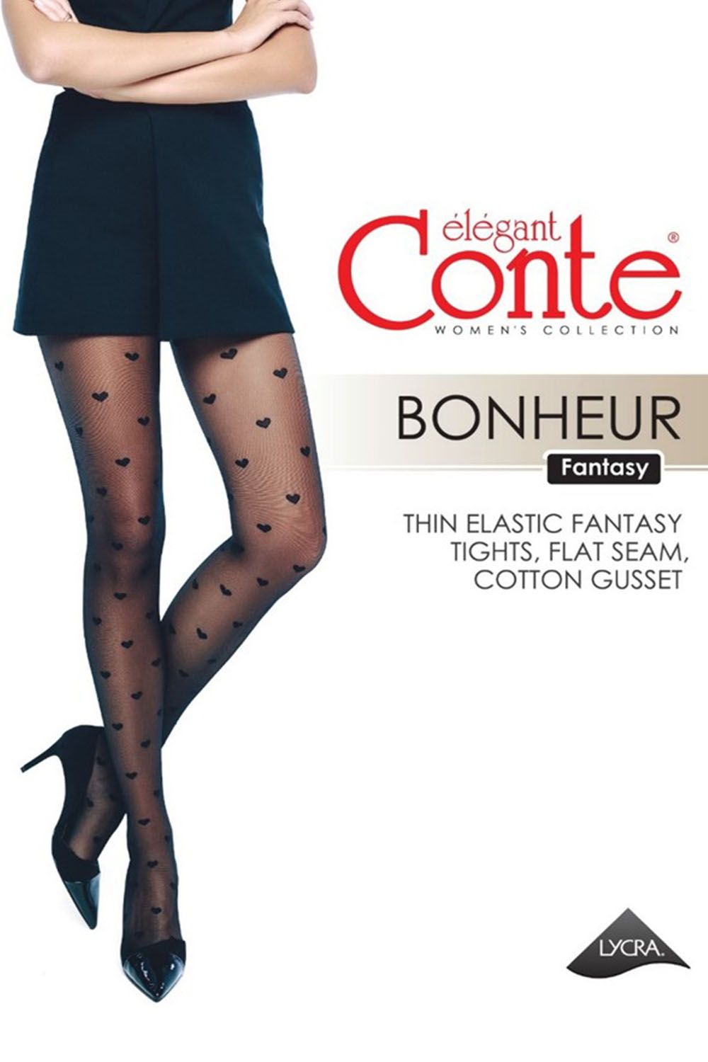 Ciorap cu model inimioare, Conte Fantasy Bonheur