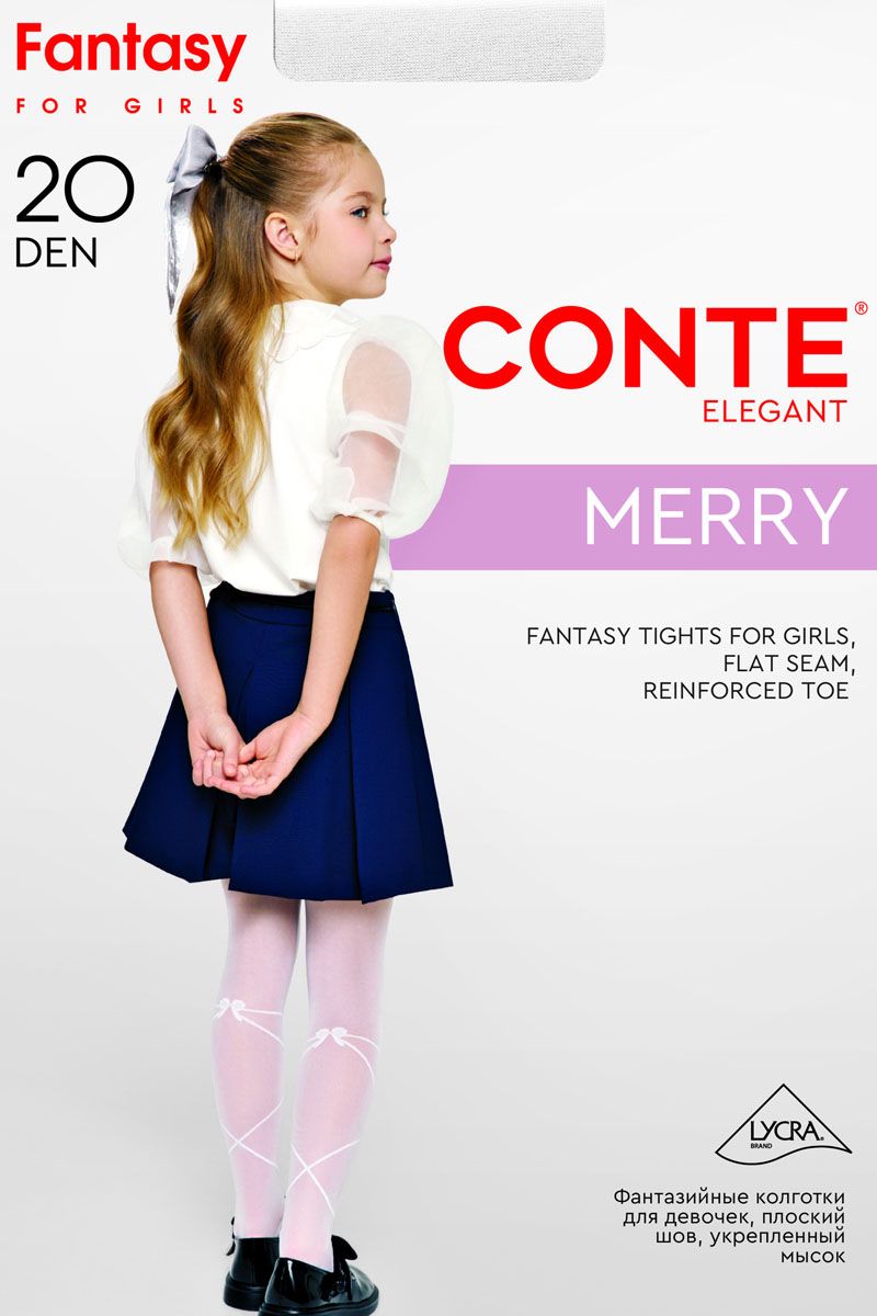 Ciorapi copii, cu imitație șiret și fundă, Conte Kids Merry 20 Den