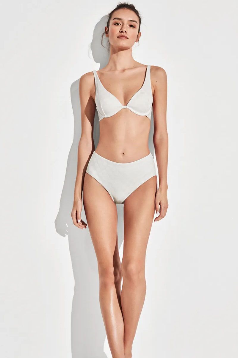 Costum baie din 2 piese, material texturat cu buline reliefate, Gisela 2/30001
