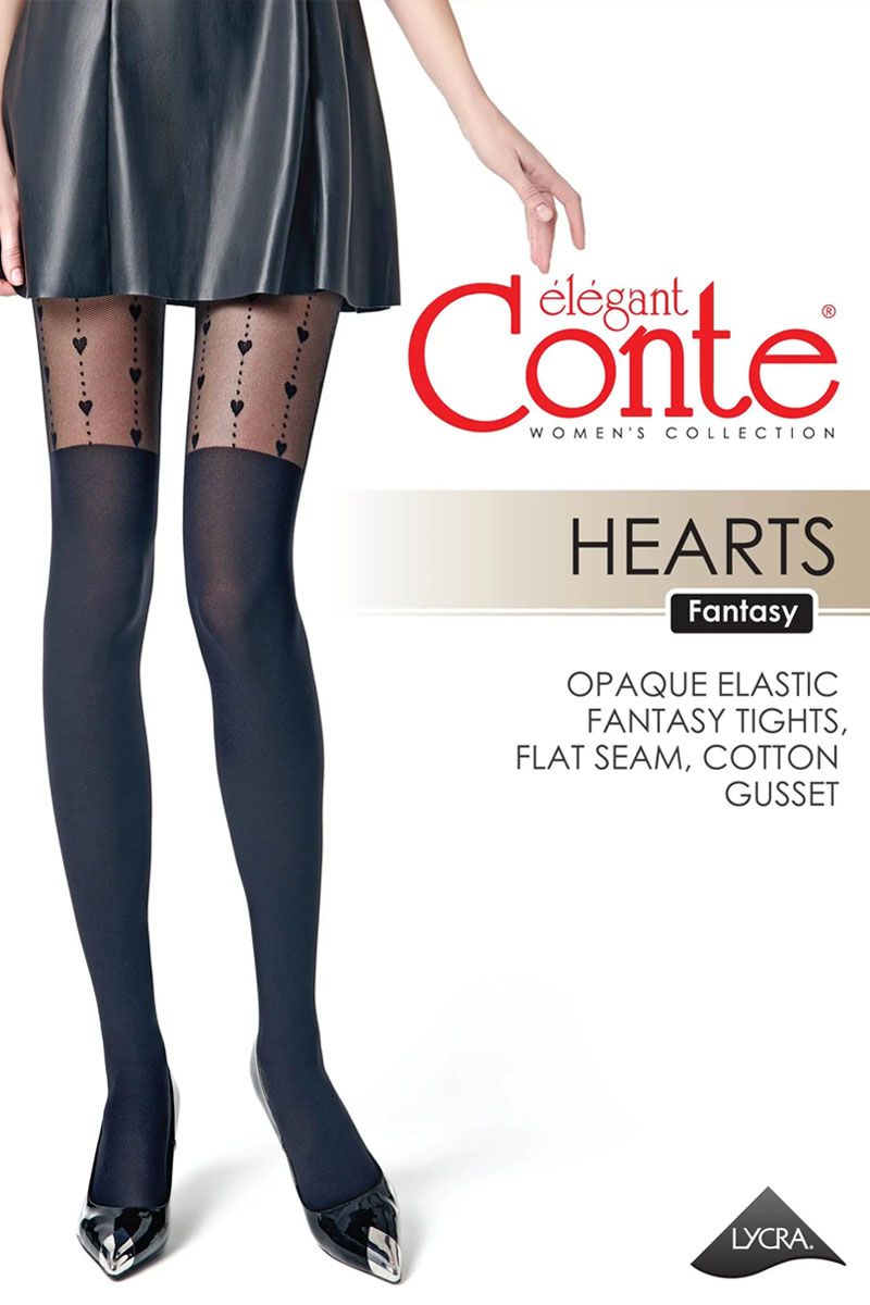 Dresuri cu imitație jambiere și model inimioare, Conte Fantasy Hearts