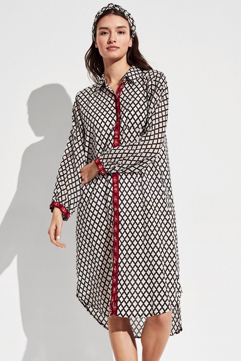 Rochie plajă din bumbac în carouri, Gisela 2/40008