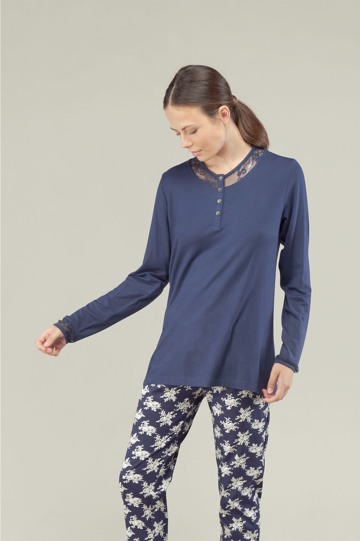 Set pijama din bumbac cu dantelă, Gisela 3/1520