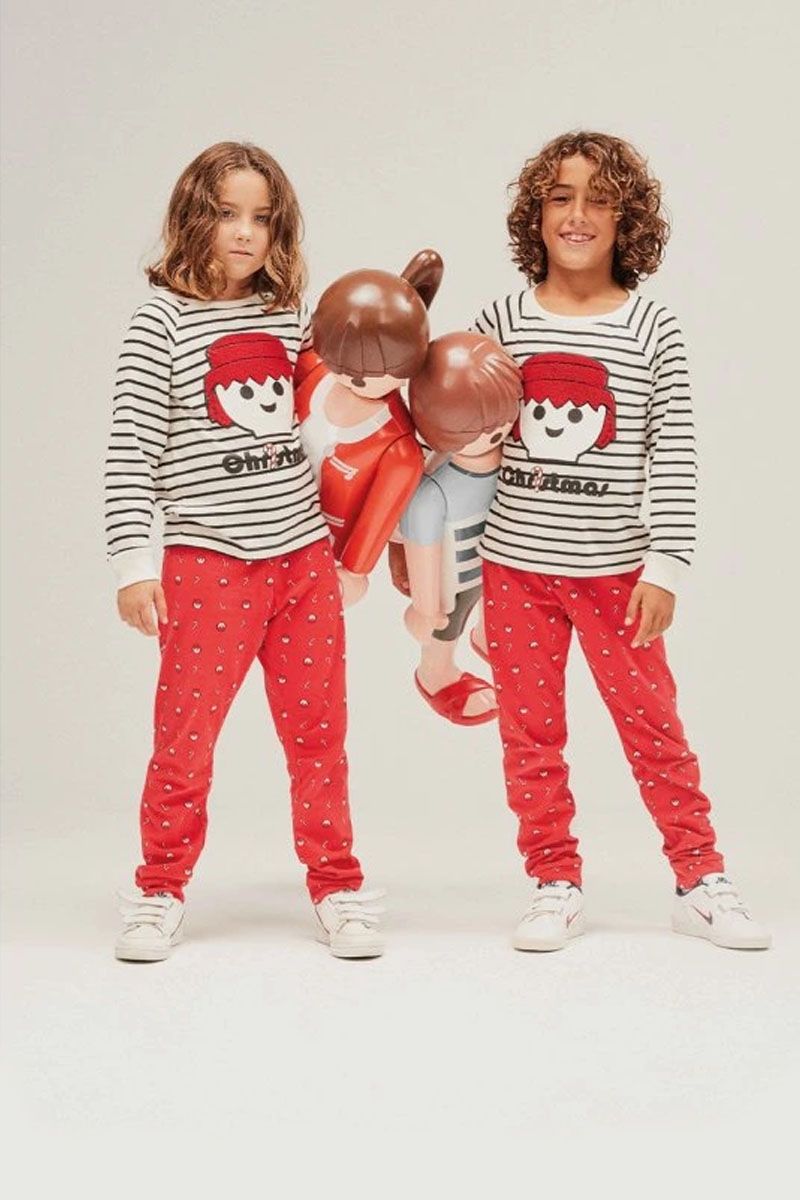Set pijama unisex pentru copii, 2 piese, cu print Playmobil, Gisela 2/2011