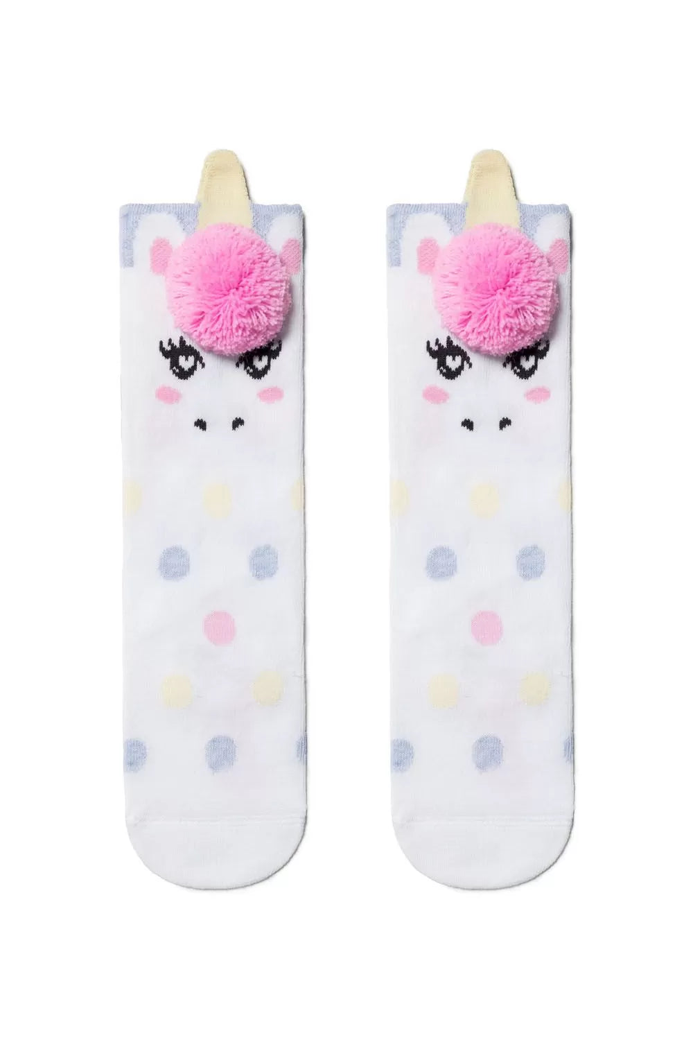 Șosete copii cu model Unicorn cu pompon și buline, Conte Kids Tip-Top 048