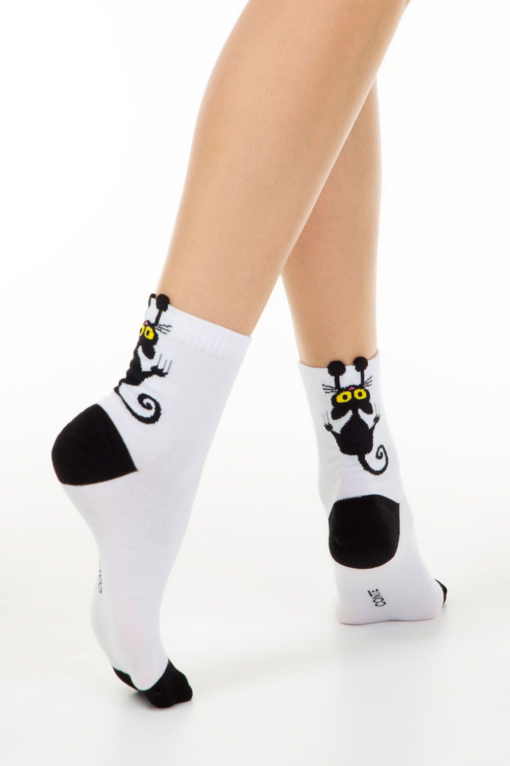 Șosete damă din bumbac cu picot "Black Cat", Classic 233