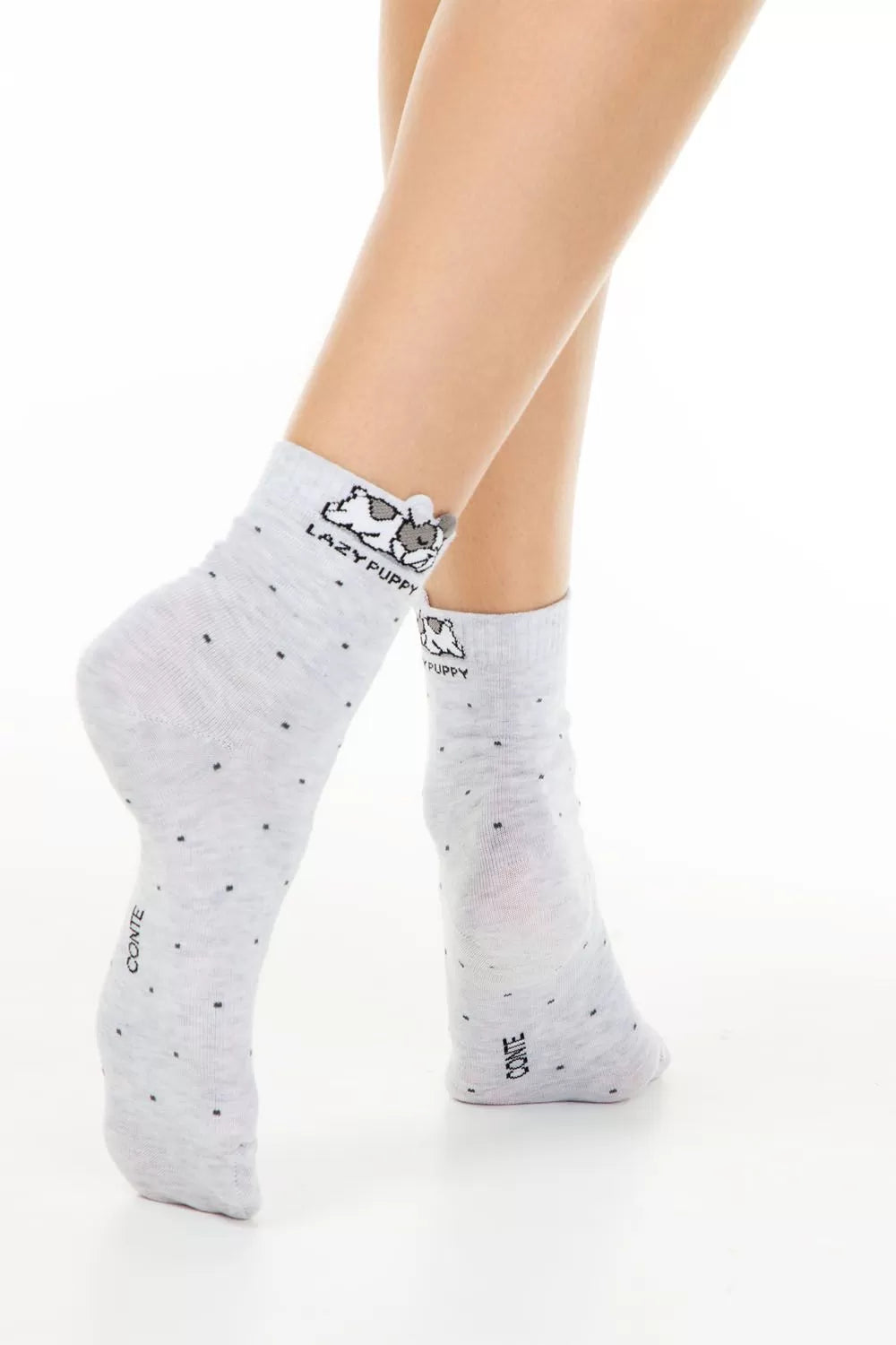 Șosete damă din bumbac cu picot "Lazy Puppy", Classic 252