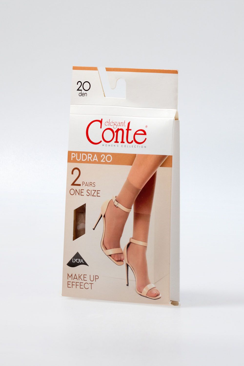 Șosete damă, scurte 1/2, Lycra, Conte Pudra 20 Den (2 perechi)