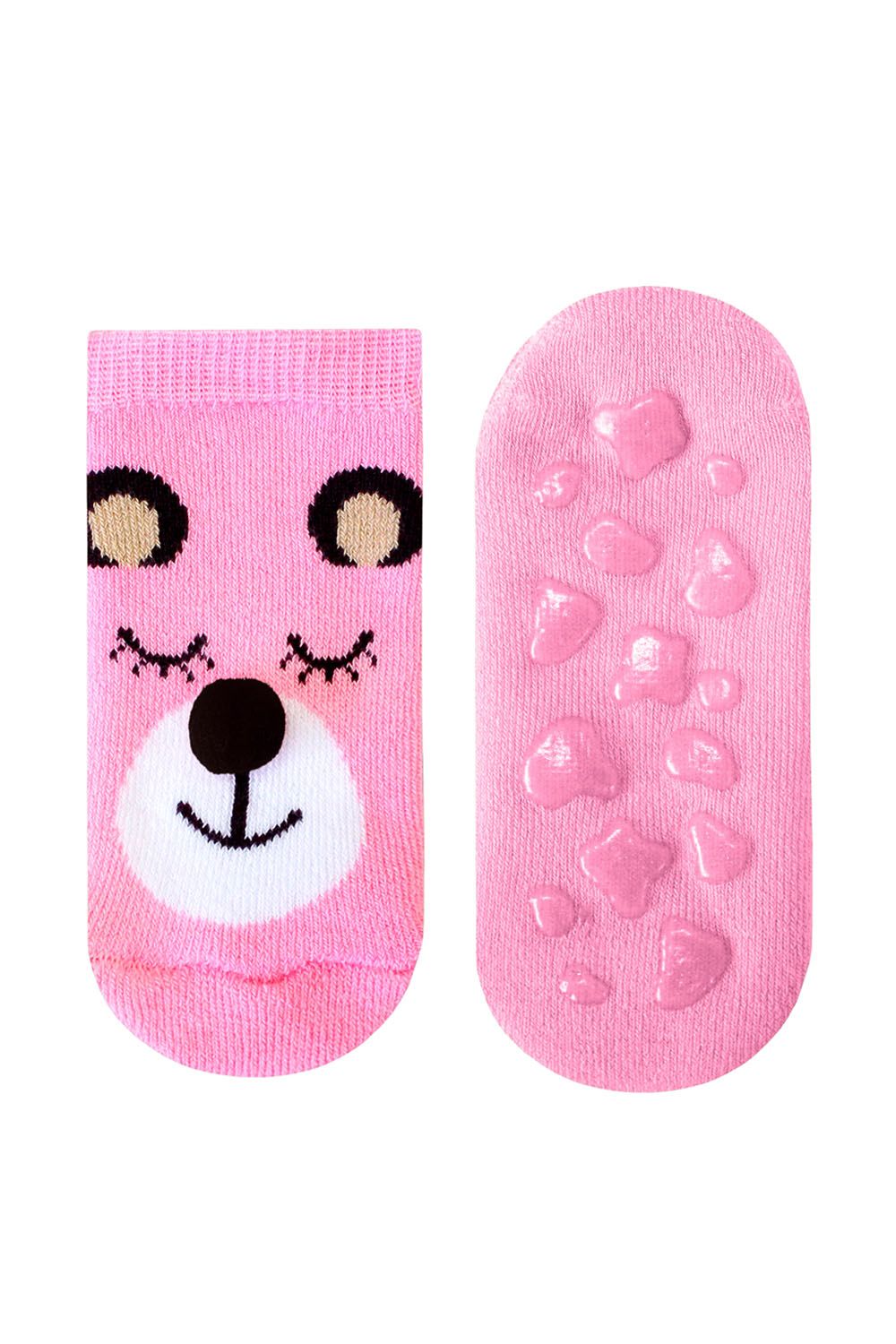 Sosete flausate antiderapante cu pompon, Bchk Baby 3063-906