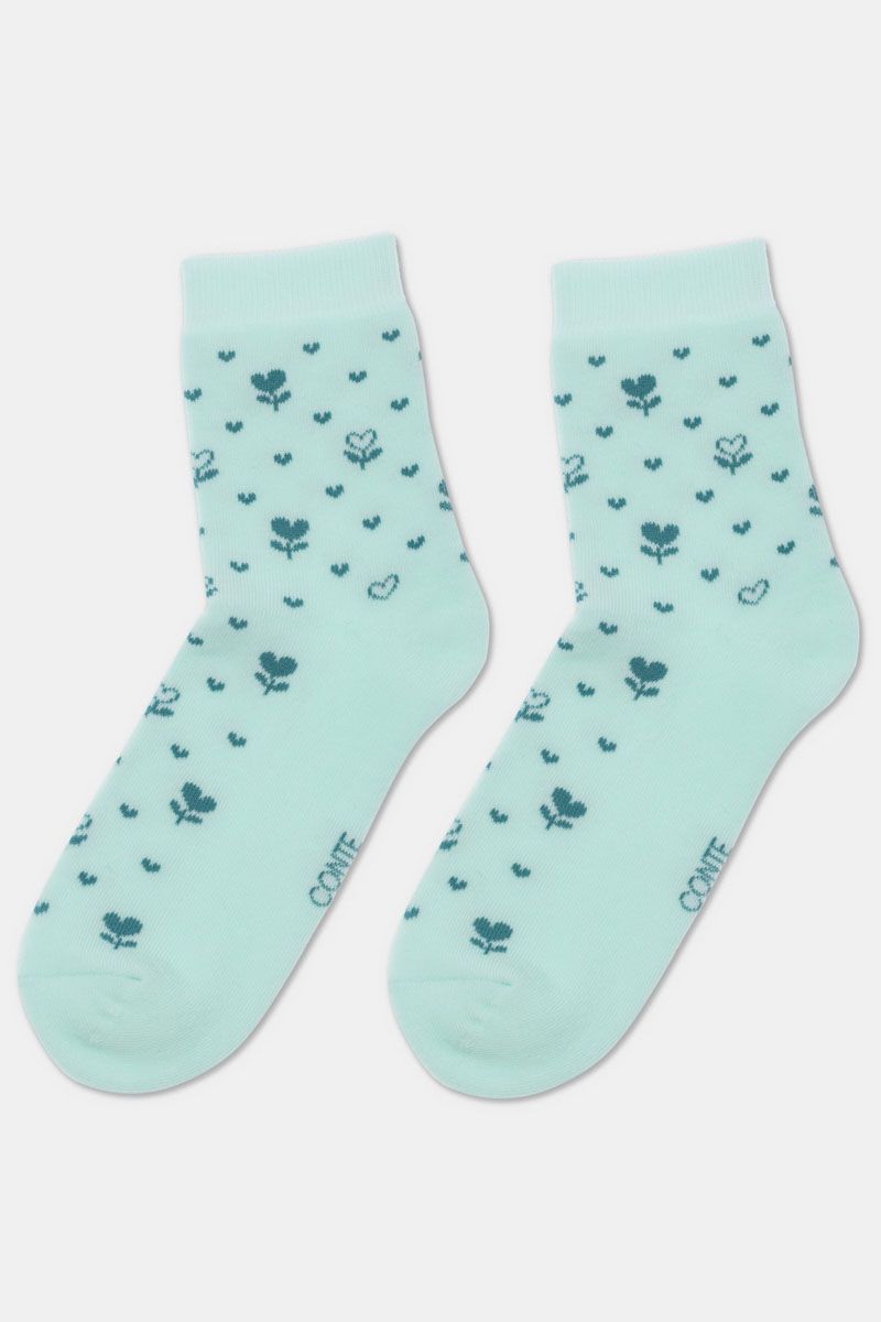 Șosete flaușate cu imprimeu floral, Conte Elegant Comfort 434