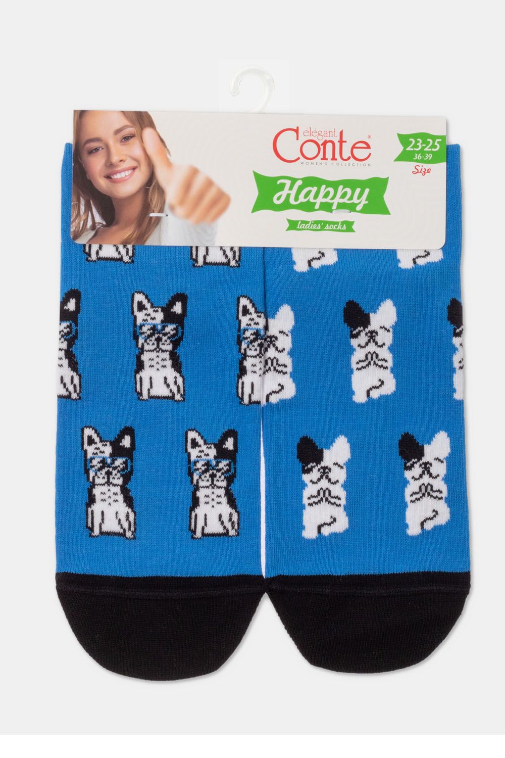 Șosete haioase din bumbac cu model "French Bulldog", Conte Happy 389