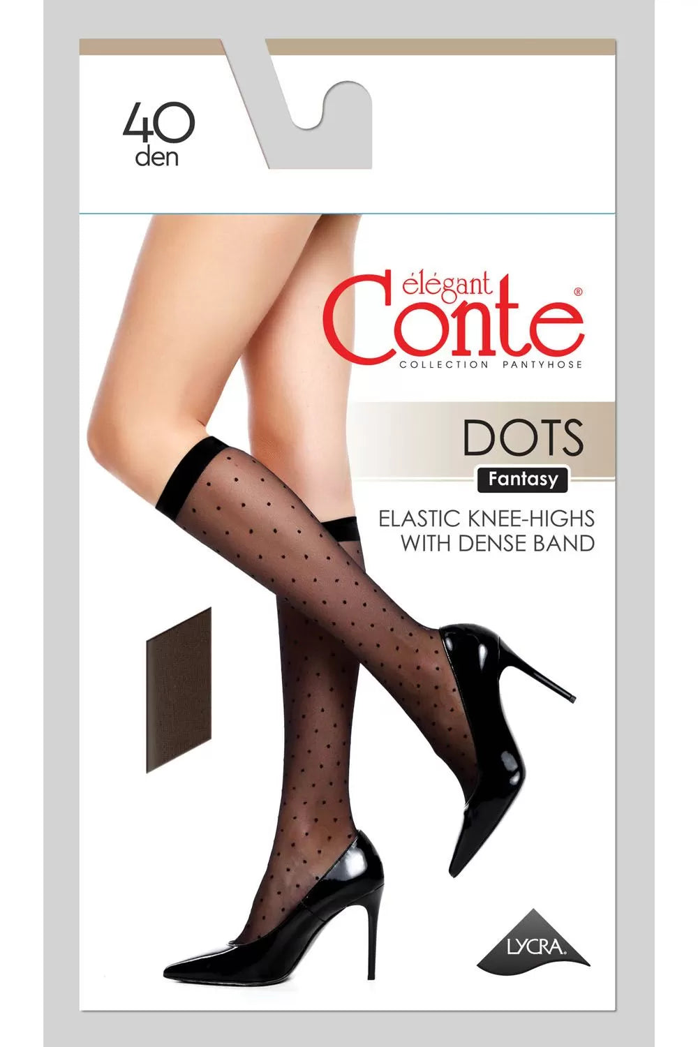 Șosete poliamidă 3/4 cu model buline polka, Conte Fantasy Dots 40 Den