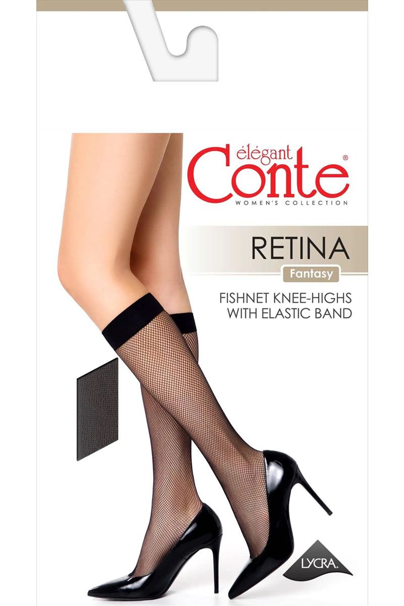 Șosete poliamidă 3/4 cu plasă ochiuri mici, Conte Fantasy Retina