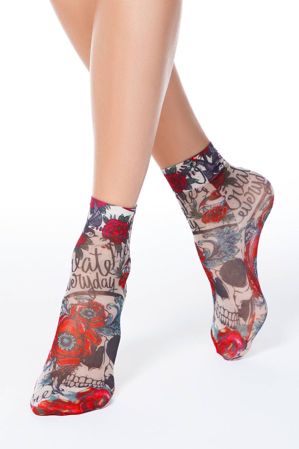 Șosete poliamidă cu model floral, Conte Fantasy 202