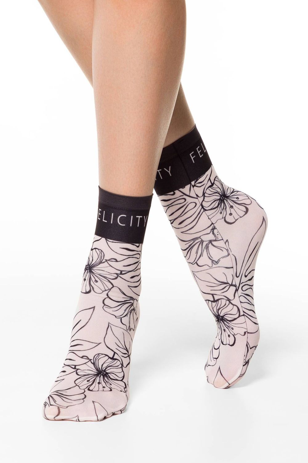 Șosete poliamidă cu model floral Felicity, Conte Fantasy 099