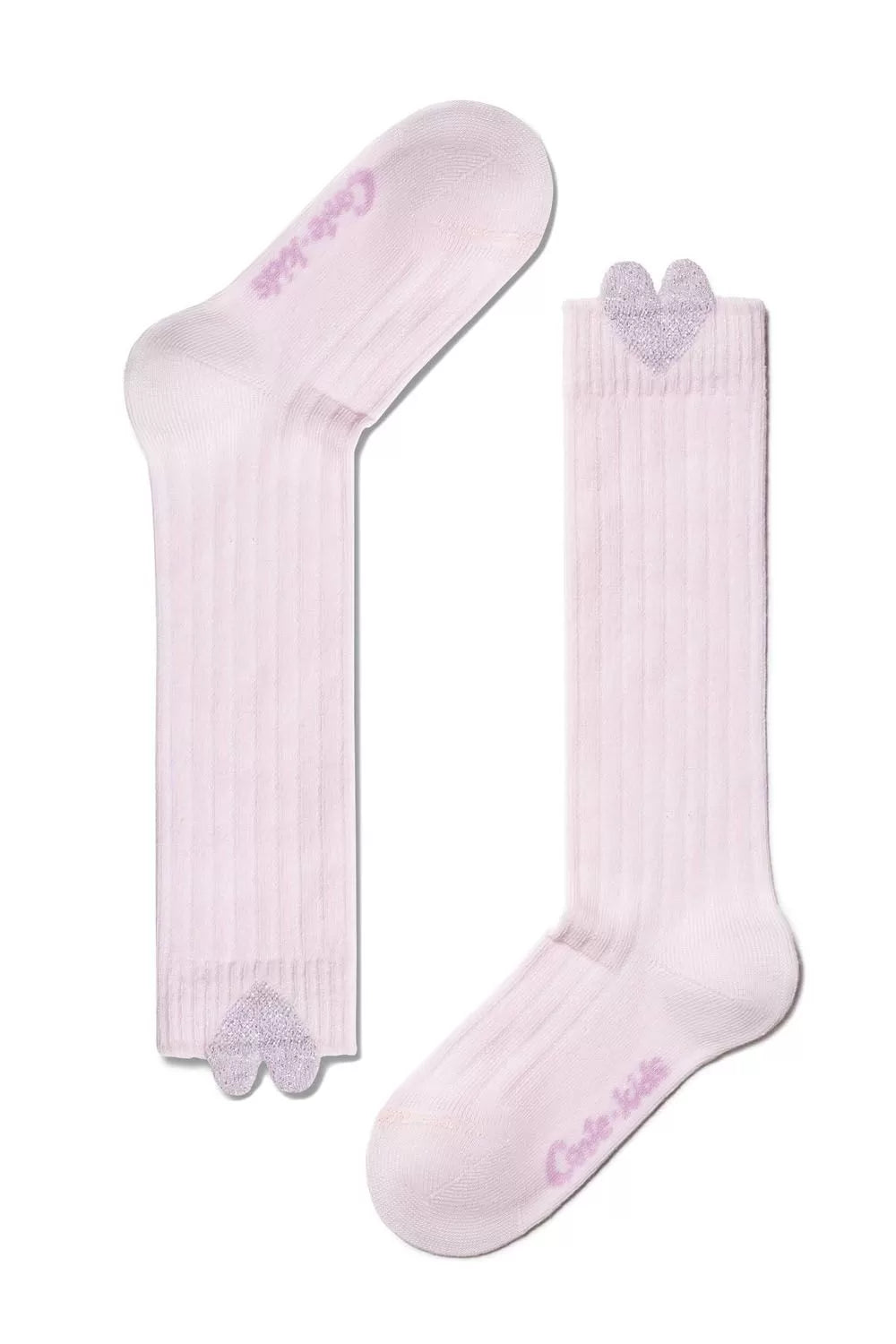 Șosete subțiri 3/4, din bumbac, cu model inimă lurex, Conte Kids Tip-Top 046