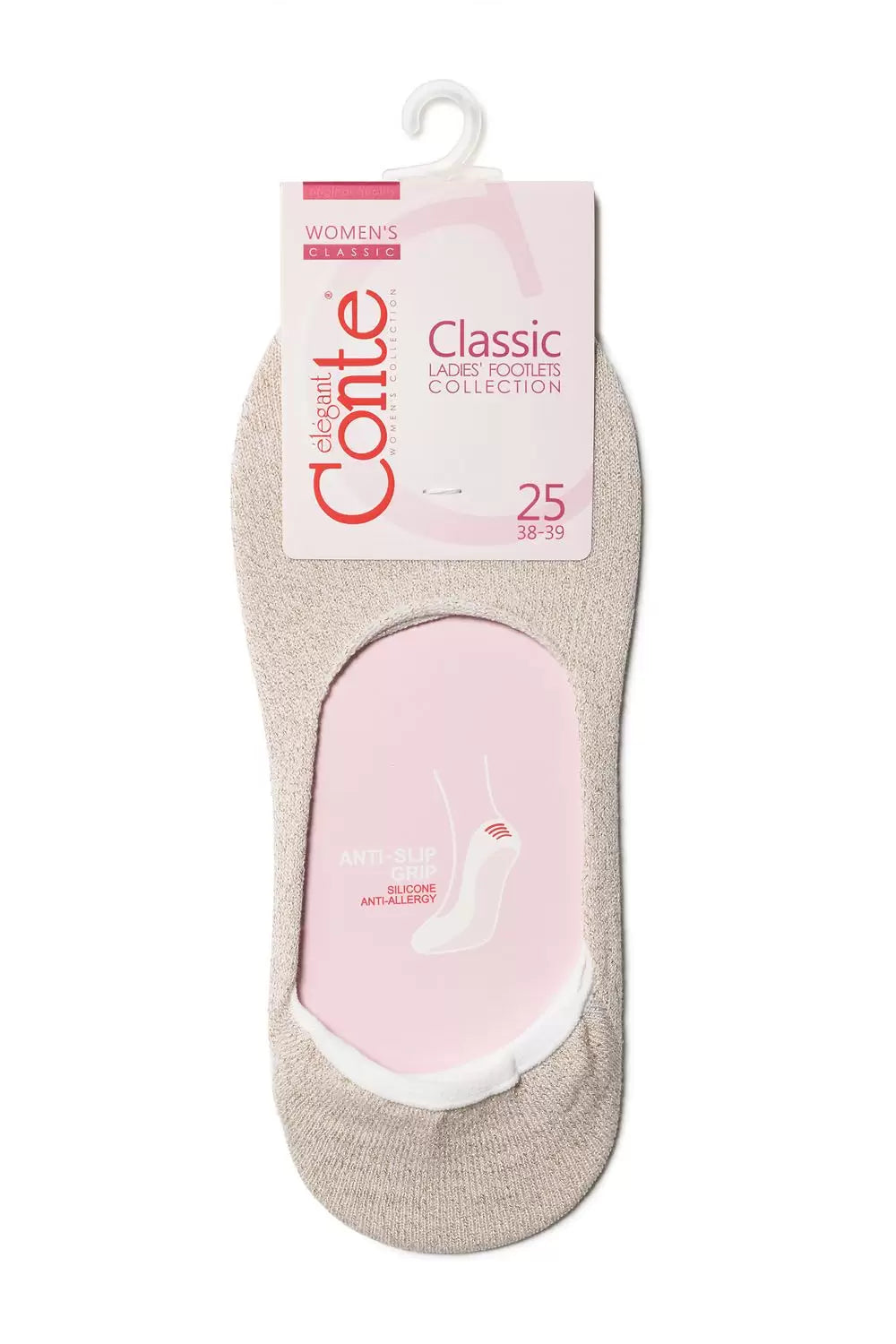 Tălpici damă subțiri din bumbac cu lurex, Conte Classic 000