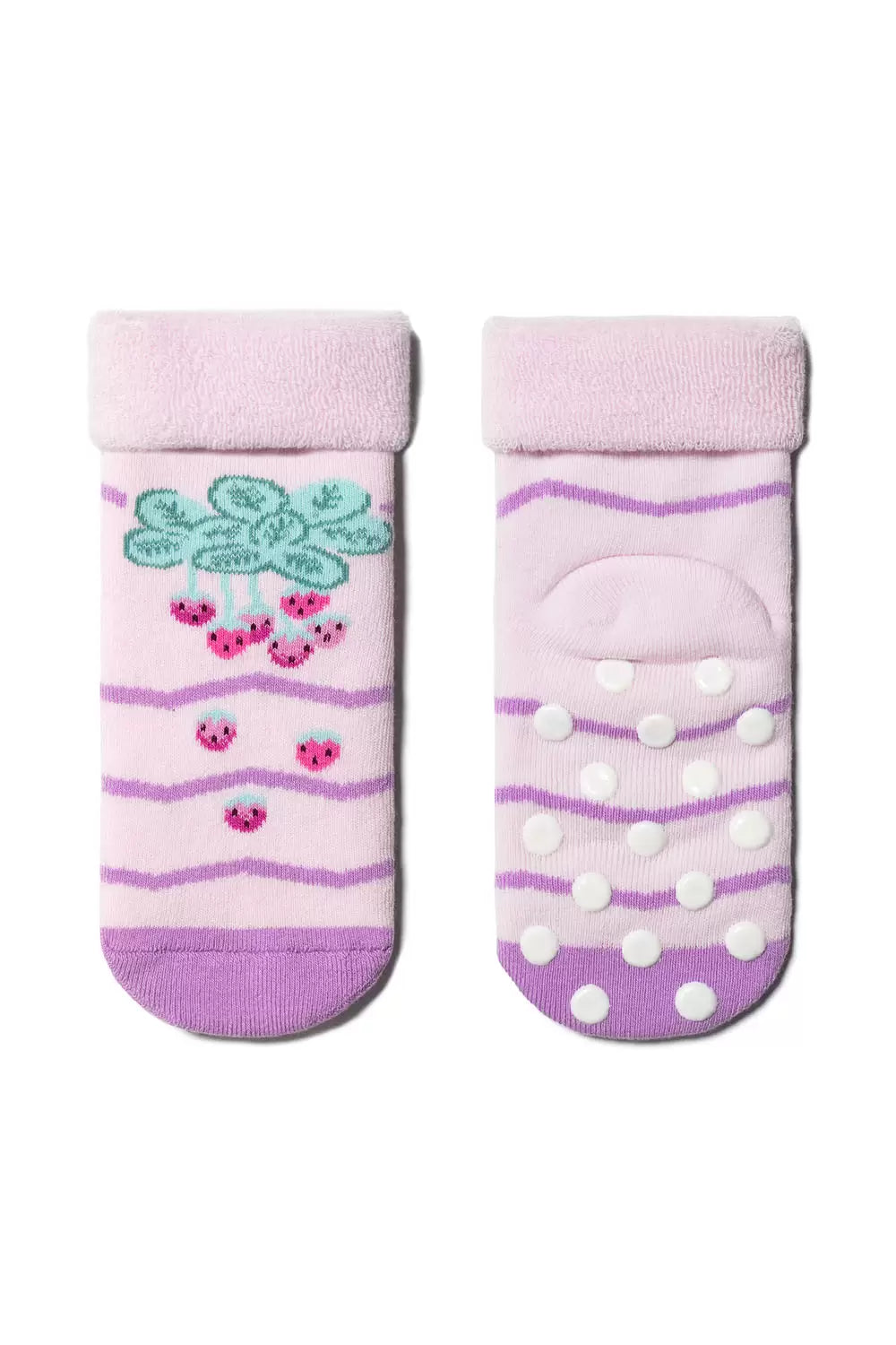 Șosete flaușate antiderapante cu model căpșuni, Conte Kids Sof-Tiki 472