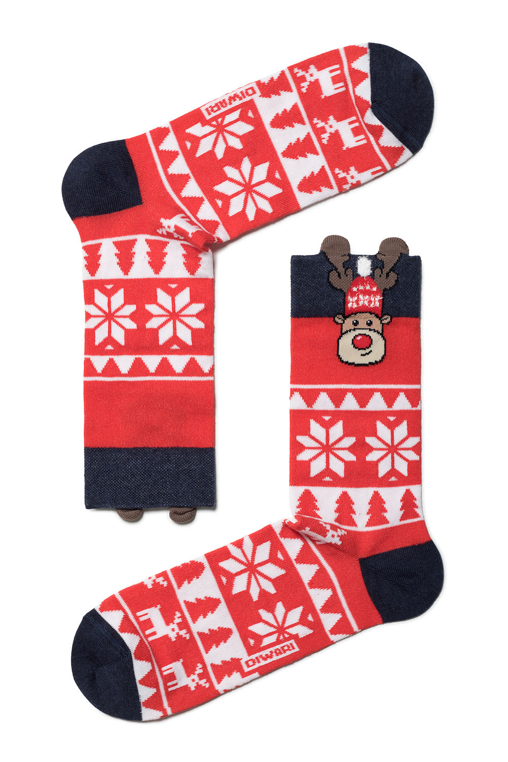 Șosete haioase Crăciun, model Rudolph cu ornament, DiWaRi 445