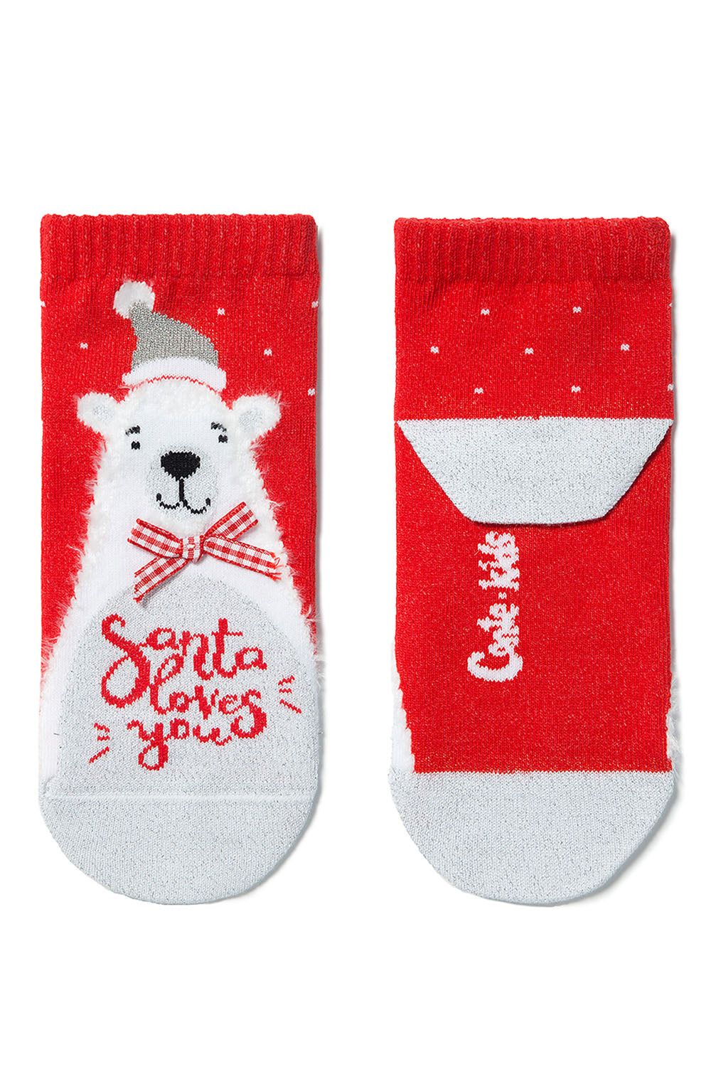 Șosete haioase bumbac, cu urs polar și fundiță, Conte Kids 383