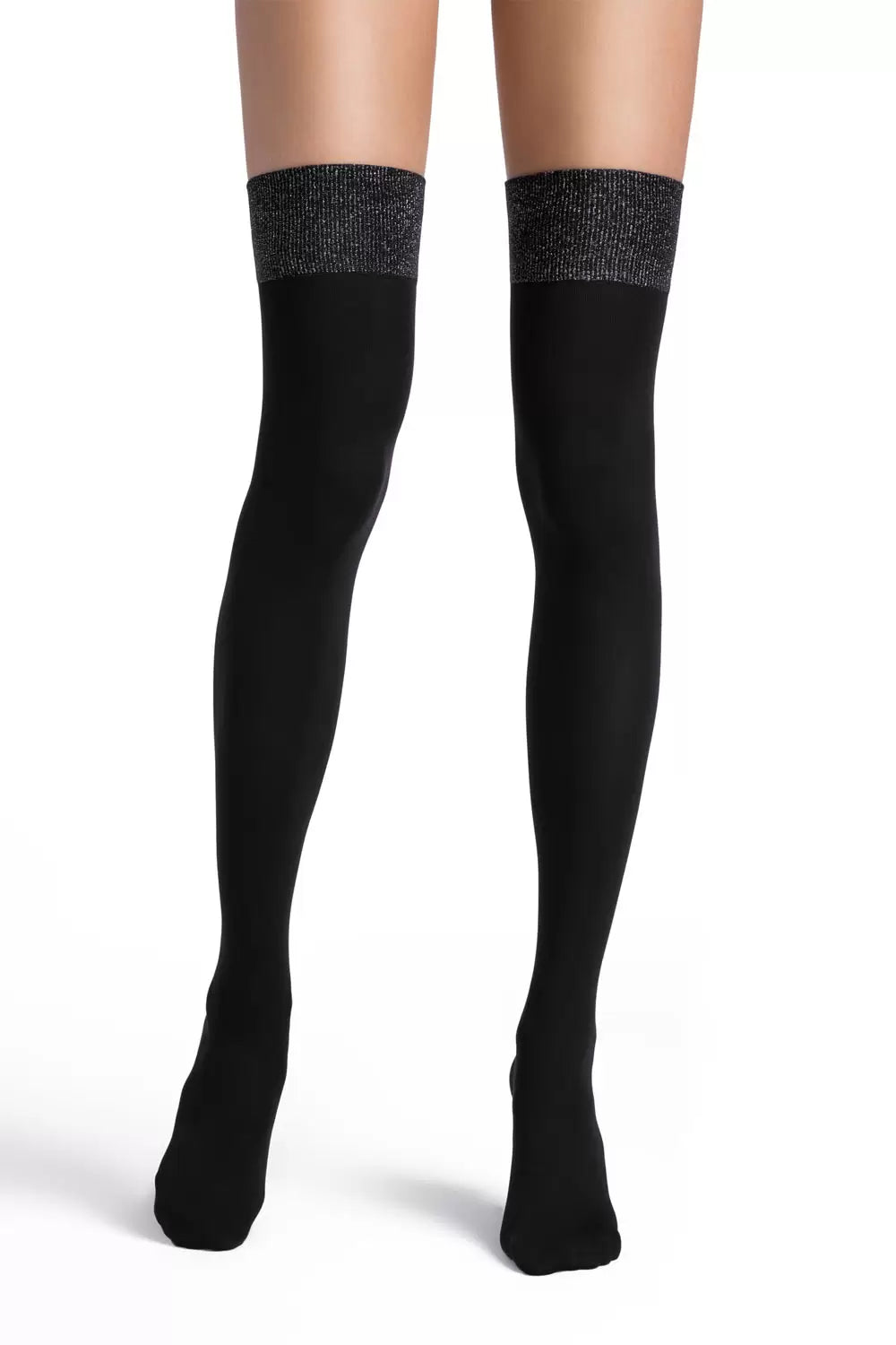 Șosete lungi peste genunchi din microfibră și lurex, Conte Trendy 180 Den