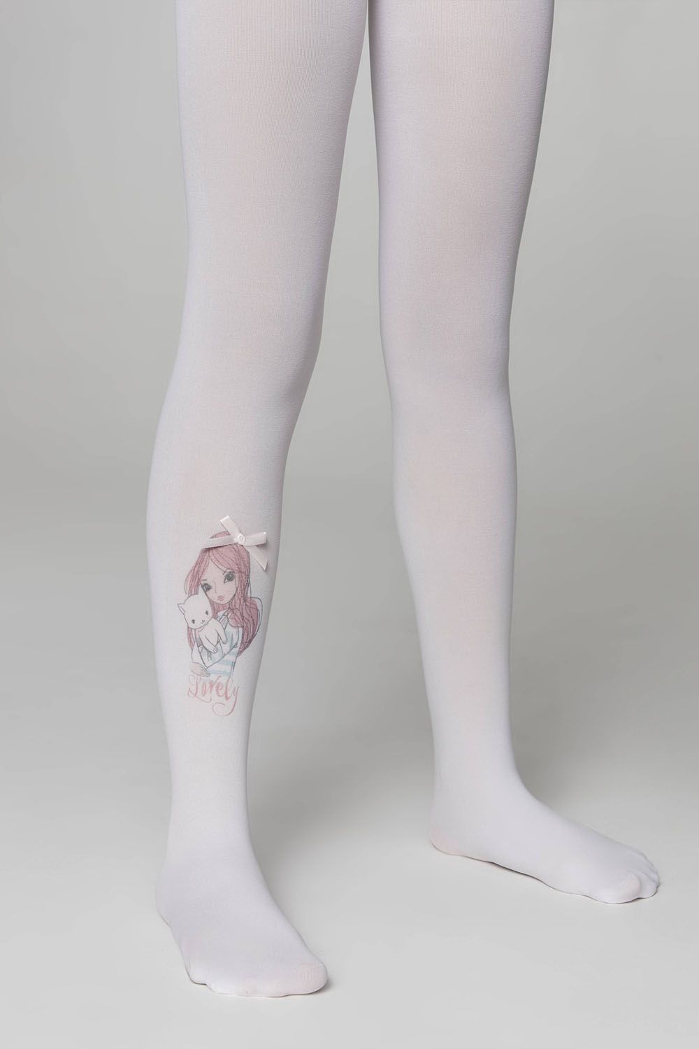 Ciorapi copii, din microfibră cu model și fundiță decor, Conte Kids Lovely 50 Den