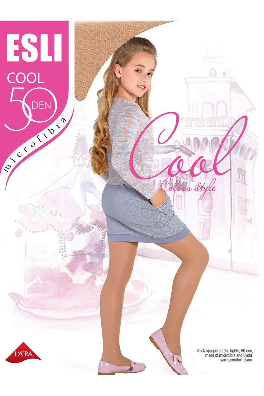 Ciorapi copii groși fara model, Esli Cool 50 Den