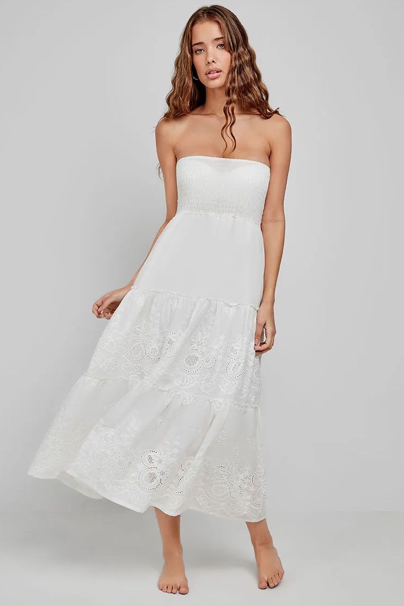 Rochie midi din bumbac, fără bretele, Gisela 2/40032