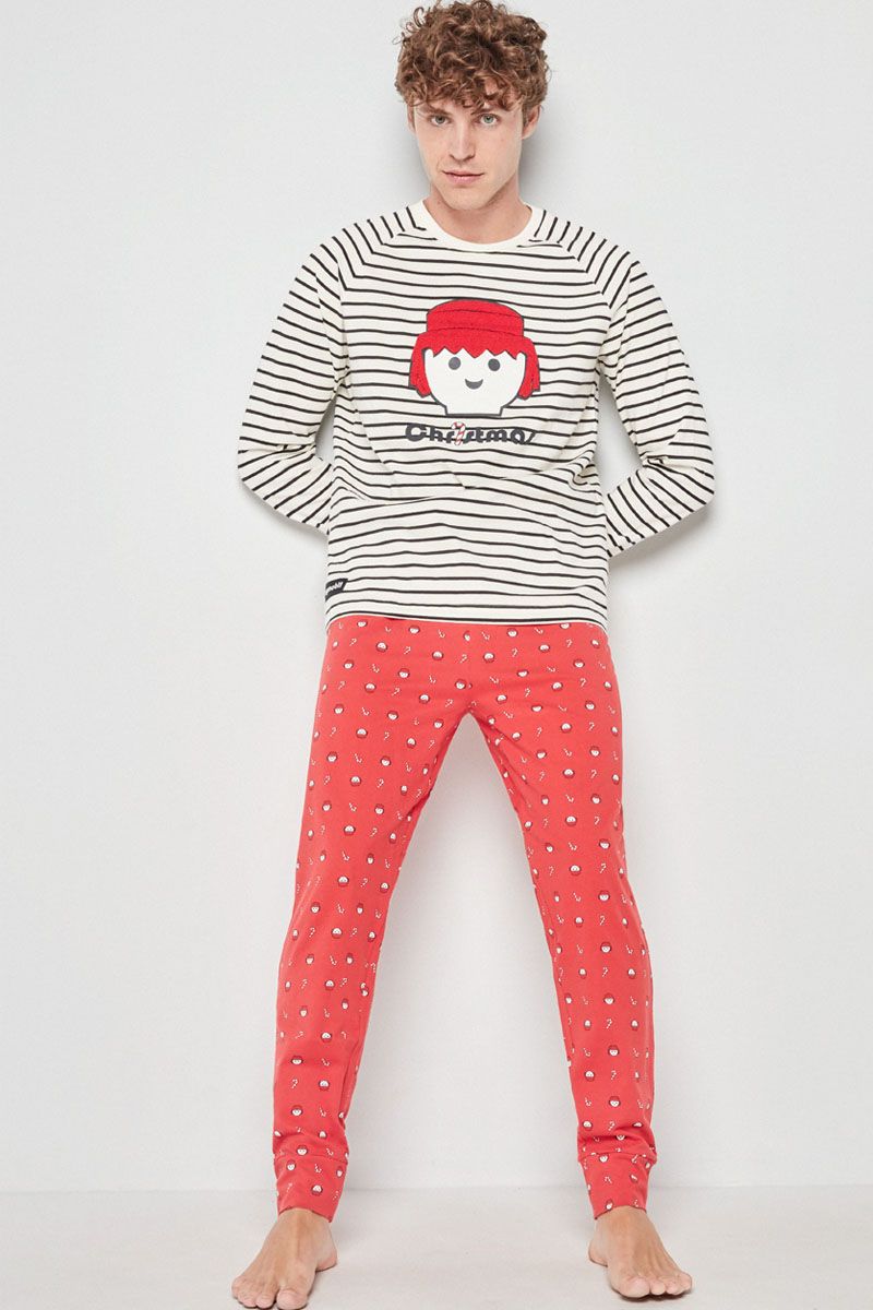 Set pijama bărbați din tricot, 2 piese, cu print Playmobil, Gisela 2/2010