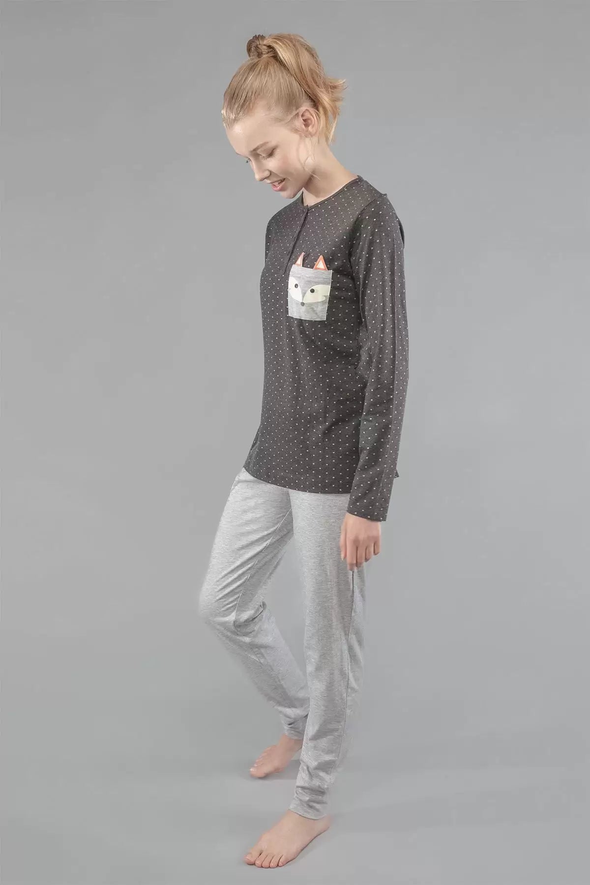 Set pijama cu buline și buzunar vulpe, Gisela 2/1535