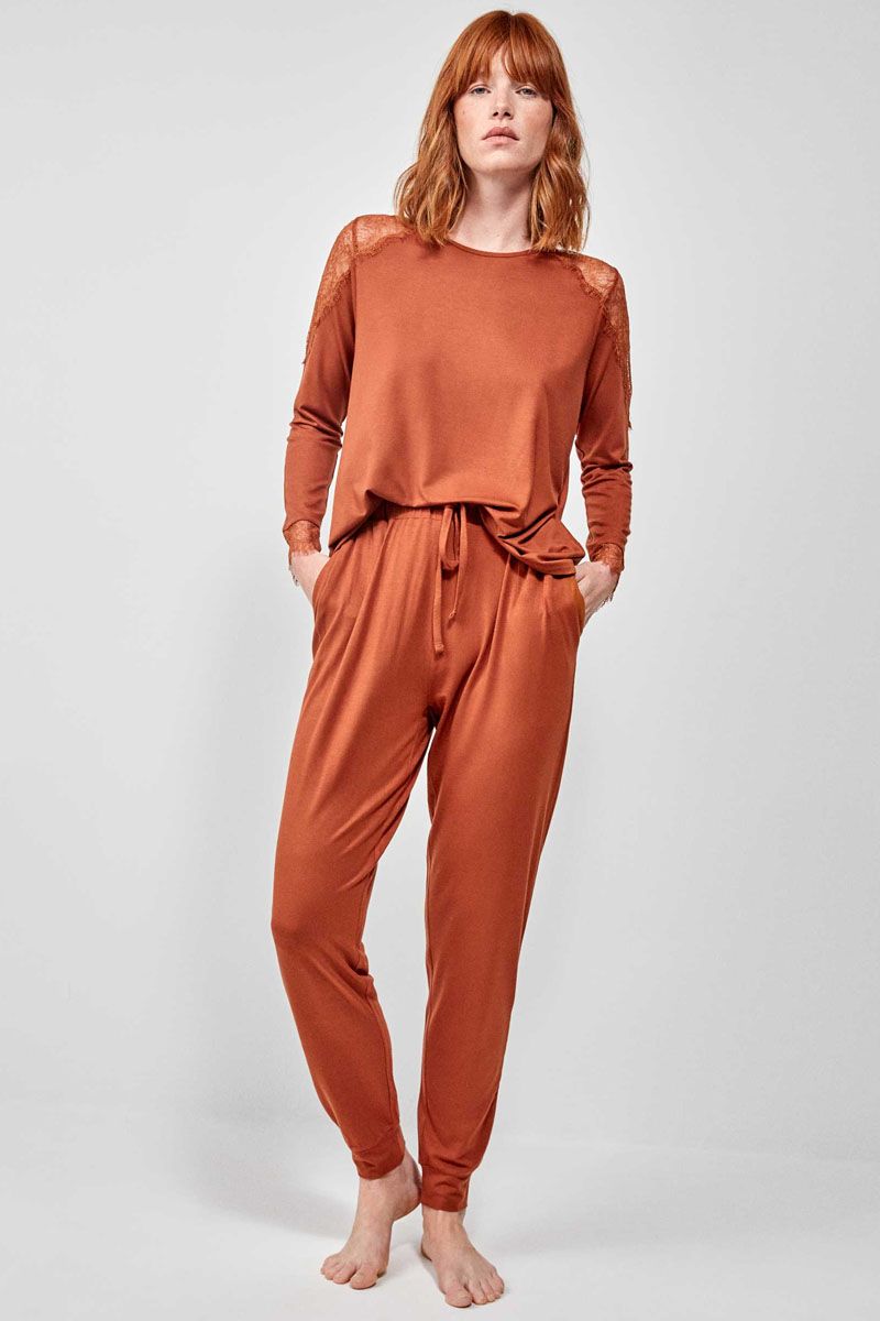 Set pijama din vâscoză tricot, 2 piese, cu dantelă, Gisela 2/20177