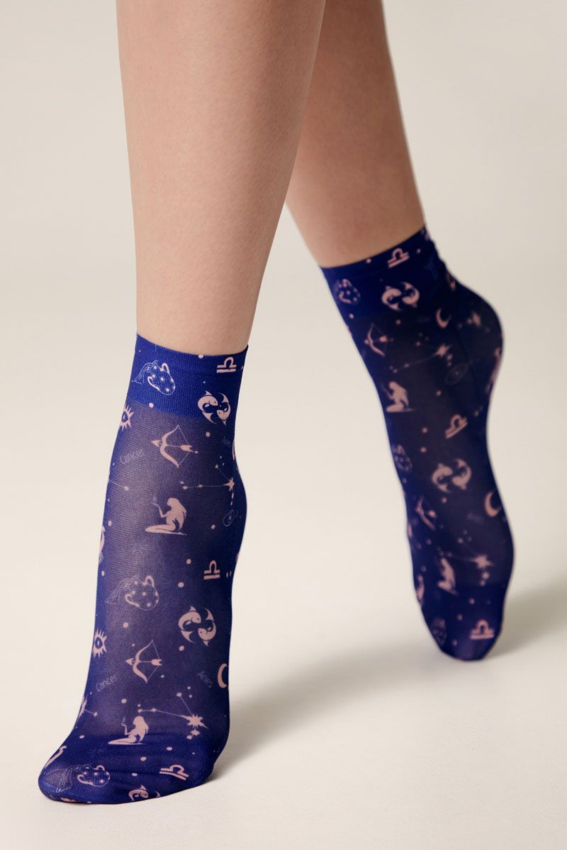 Șosete transparente cu imprimeu floral, Conte Fantasy 255