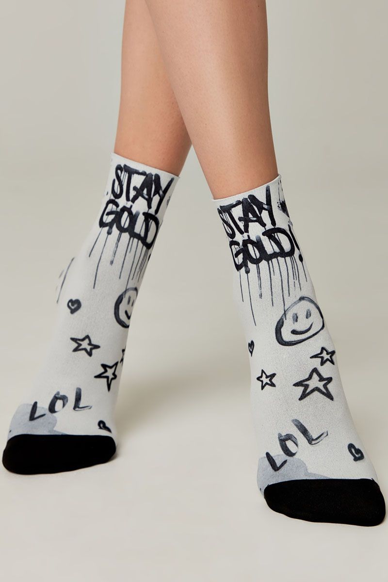 Șosete haioase cu imprimeu tip graffiti, Conte Fantasy 906