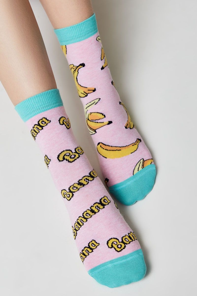 Șosete haioase din bumbac, cu model "Banana", Conte Happy 166
