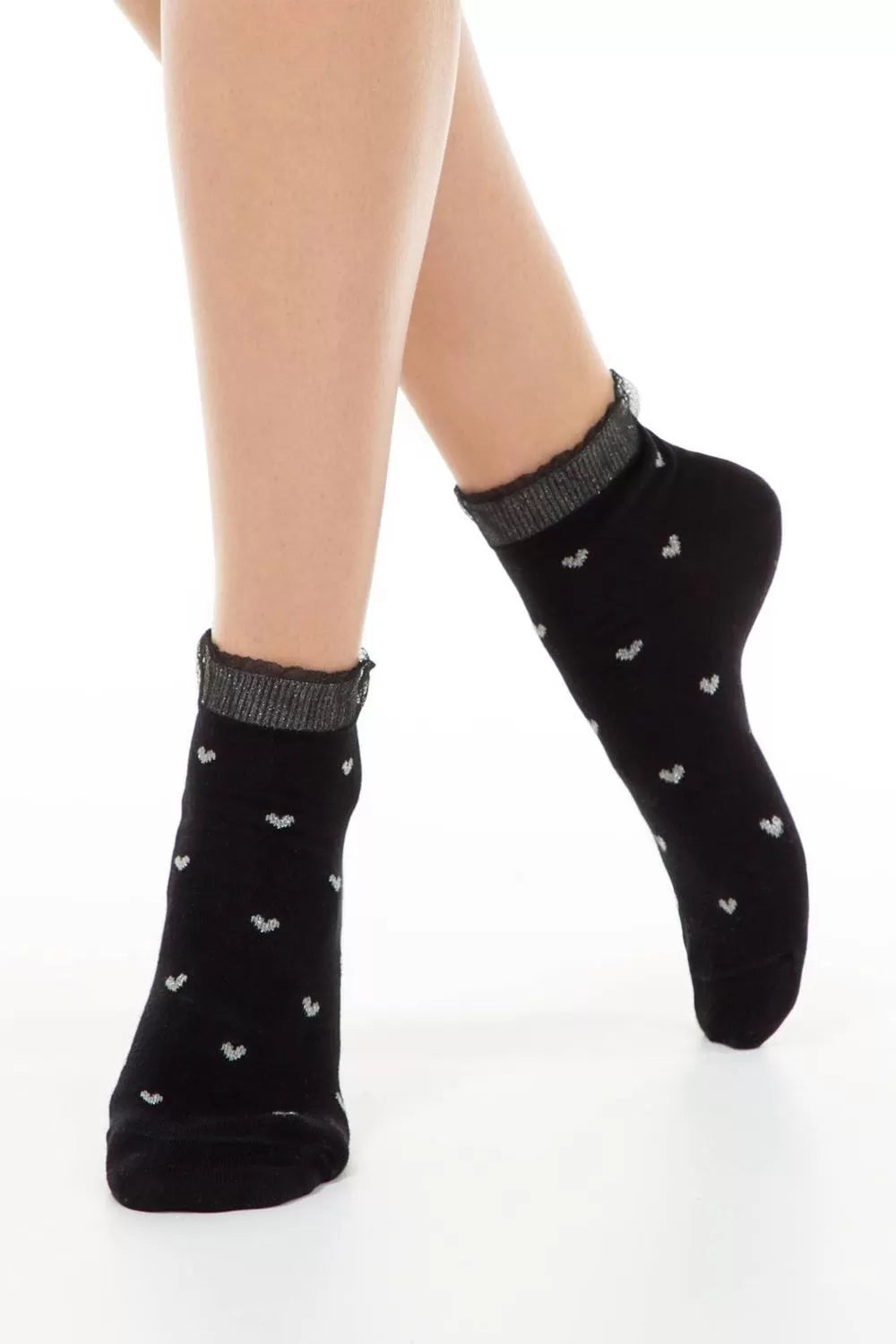 Șosete scurte (anclets) cu air bot și lurex, Conte Elegant Classic 243