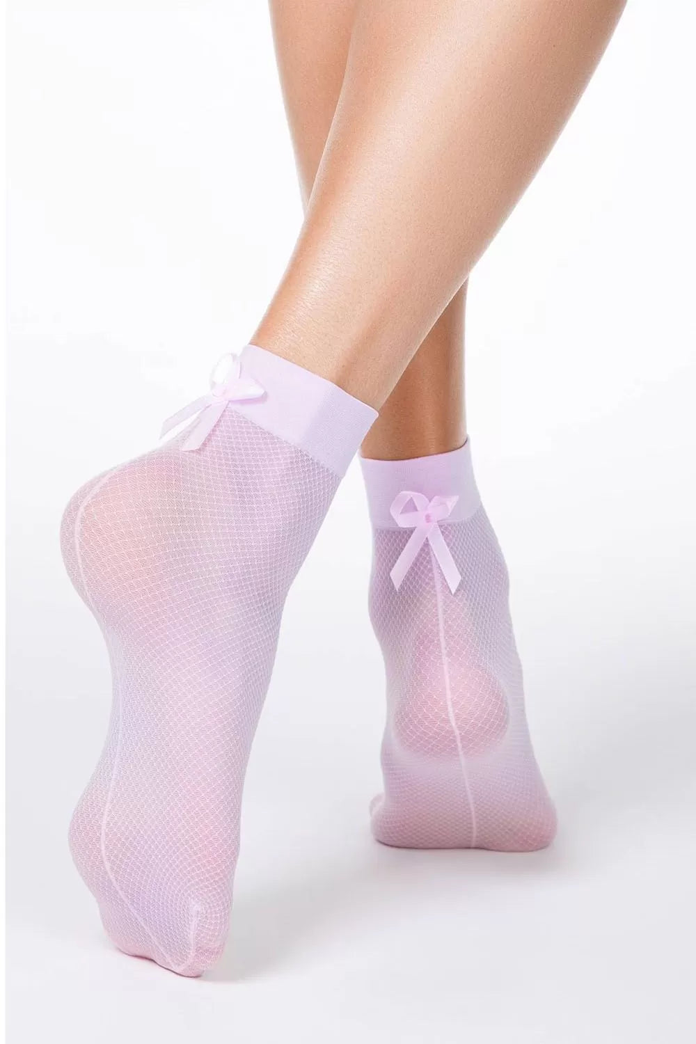 Șosete subțiri din poliamidă cu model plasă și fundiță, Conte Elegant Fantasy 18C-10CP