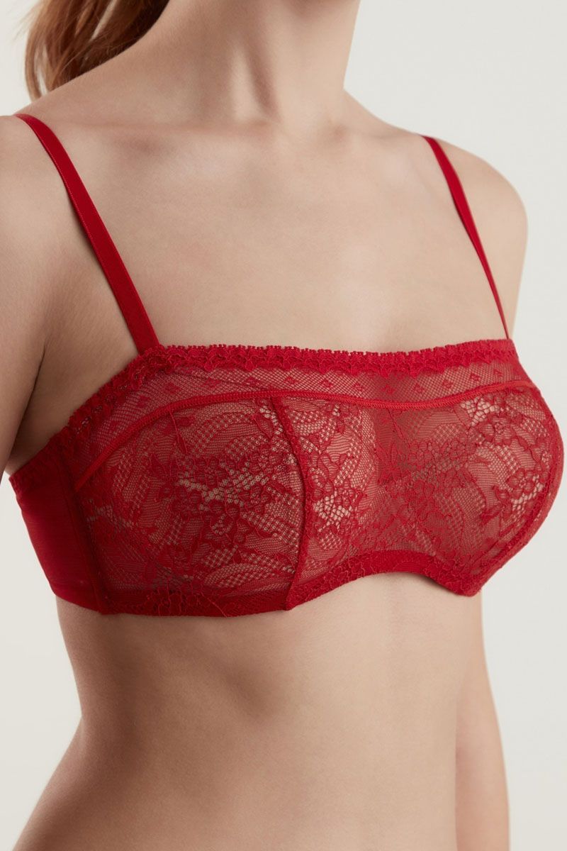 Sutien bandeau din dantelă, cu cupe moi pe rame, Conte Elegant Tandem TB6113