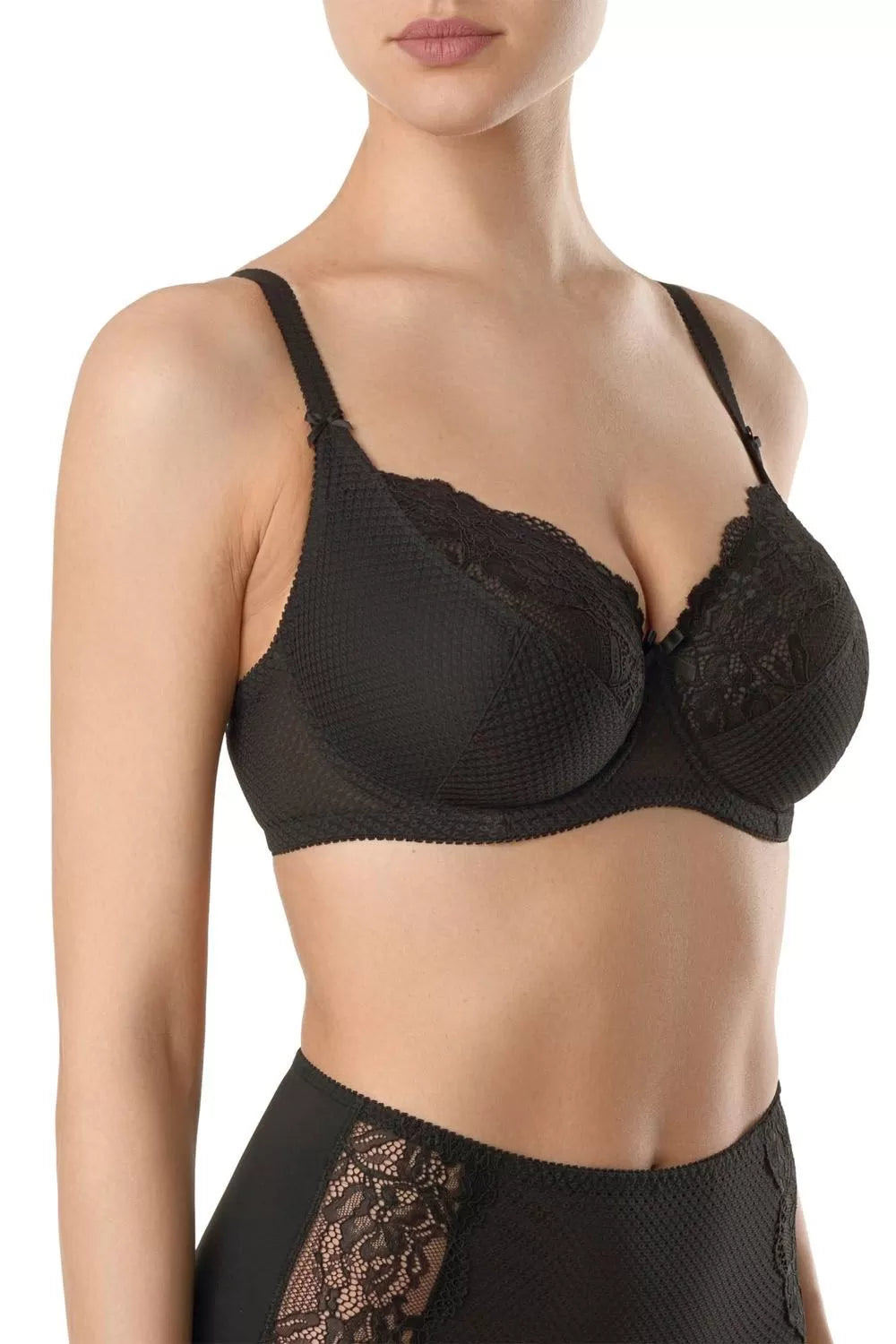 Sutien dantelat, cu arcuri și cupe moi, material jacquard, Conte Elegant Etude RB6082